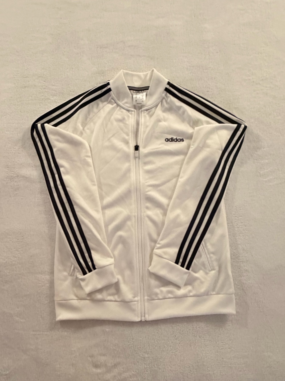 adidas White Track Jacket with Black Three-Stripes